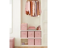 Songmics Home 6-Pack 11" Foldable Storage Bins with Double Handles – Jelly Pink Closet Organizers for Clothes and Shelves