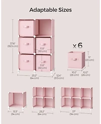 Songmics Home 6-Cube Storage Organizer with Collapsible Fabric Bins, Includes 6 Non-Woven Storage Boxes Jelly Pink