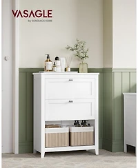Songmics Home Bathroom Cabinet – Cloud White Storage with 2 Drawers, 2 Baskets & Sideboard, Compact at 11.8"W x 23.6"D x 31.5"H