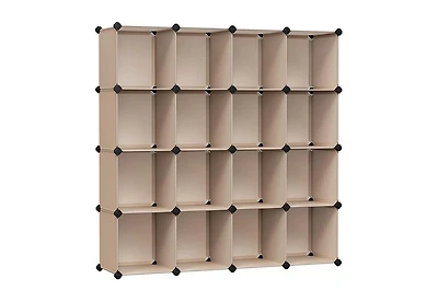 Songmics Home Modular Storage Set – Rustic Brown 16-Cube Shelf & 6-Cube Organizer, Customizable for Books, Clothes, and More