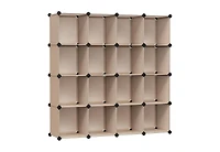 Songmics Home Modular Storage Set – Rustic Brown 16-Cube Shelf & 6-Cube Organizer, Customizable for Books, Clothes, and More