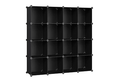 Songmics Home Modular Storage Set – Rustic Brown 16-Cube Shelf & 6-Cube Organizer, Customizable for Books, Clothes, and More