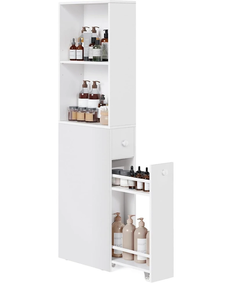 Songmics Home Sleek Freestanding Bathroom Cabinet with Storage Drawers & Adjustable Shelf, Perfect for Small Spaces, White
