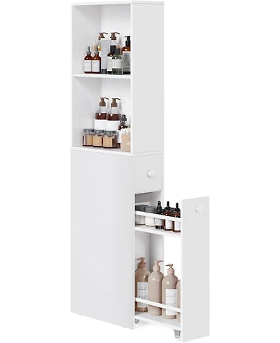 Songmics Home Sleek Freestanding Bathroom Cabinet with Storage Drawers & Adjustable Shelf, Perfect for Small Spaces, White
