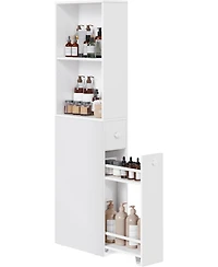 Songmics Home Sleek Freestanding Bathroom Cabinet with Storage Drawers & Adjustable Shelf, Perfect for Small Spaces, White