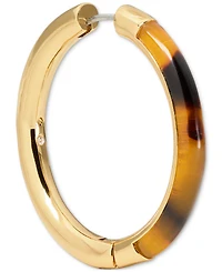 kate spade new york Gold-Tone Interlock Tortoise Medium Hoop Earrings, 1.34"