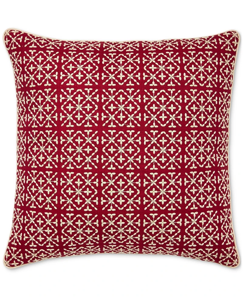 Charter Club Embroidered Tiles Decorative Pillow, 20" x 20", Exclusively at Macy's