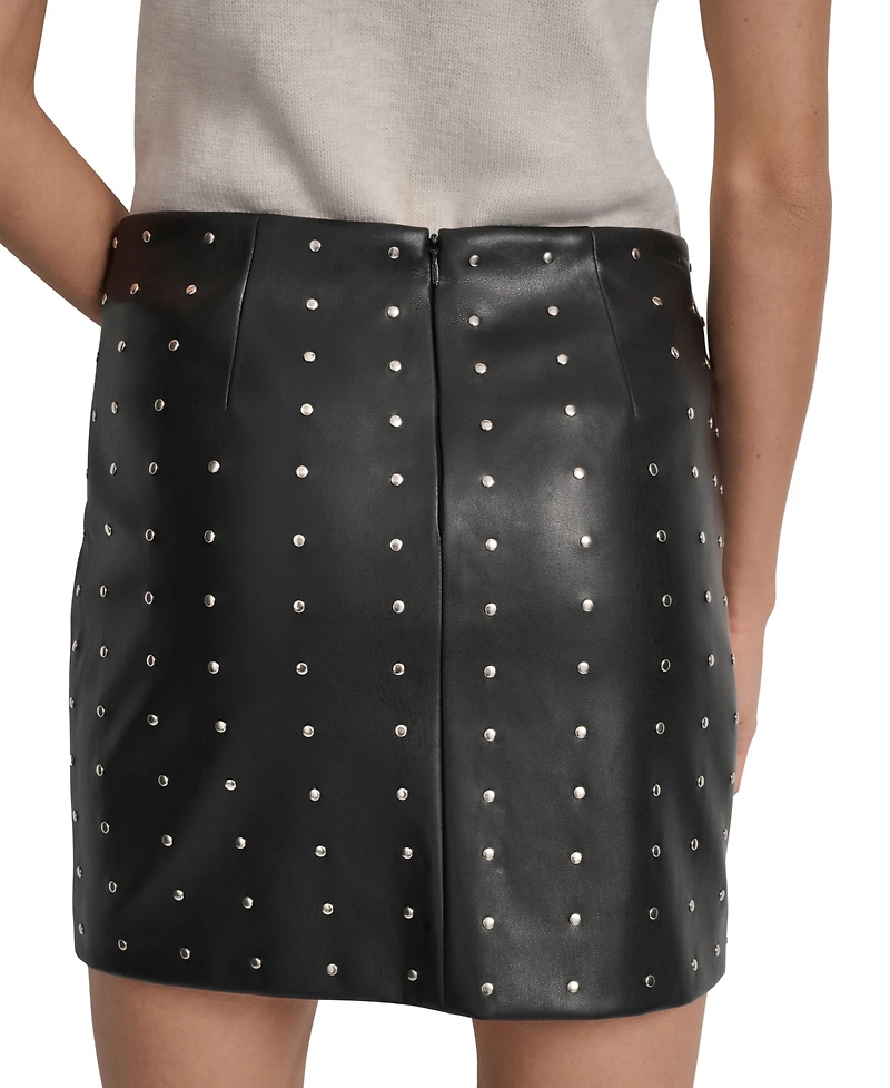 Dkny Jeans Women's Embellished Faux Leather Mini Skirt