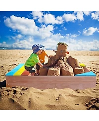 Cesicia Children's Wooden Sandbox, Sandpit ,Kids Wood Playset Outdoor Backyard ,47.25"L x47.25"W x 7.87"H