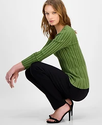 T Tahari Women's Variegated Crewneck Knit Top