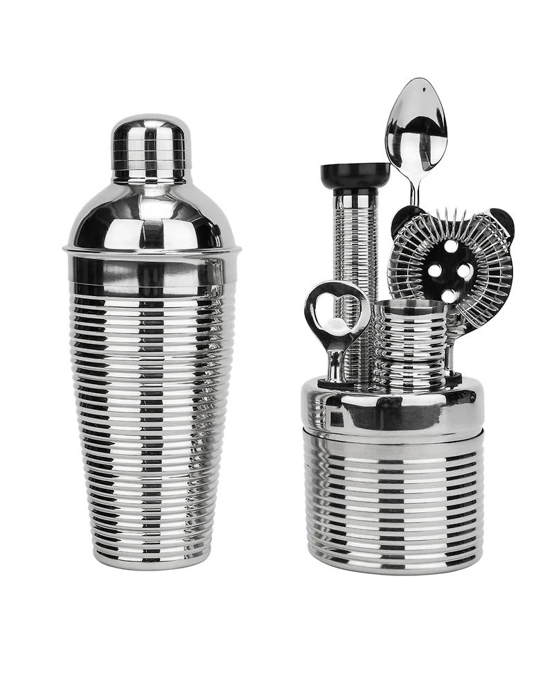 French Home Textured Stainless-Steel Barware, Set of 7