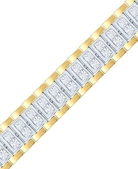 Men's Diamond Link Bracelet (1 ct. t.w.) Sterling Silver & 14k Gold-Plate or