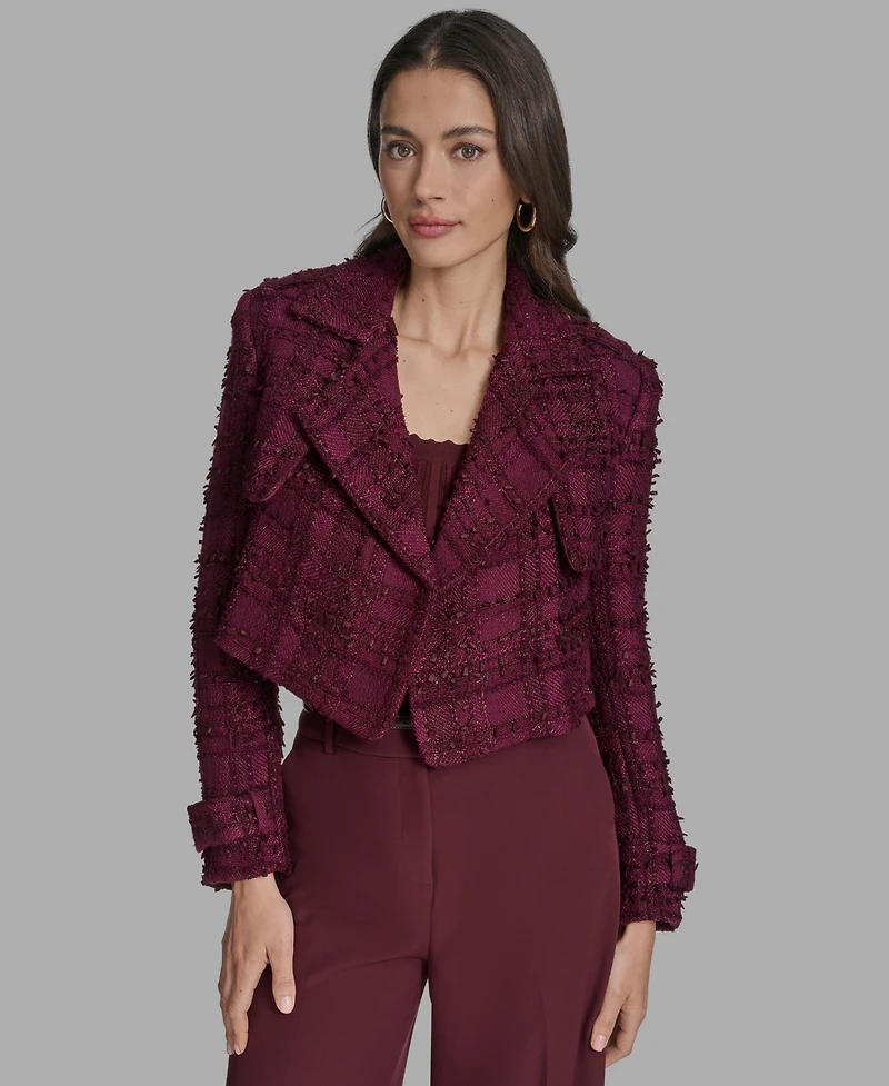 Bcbg Women's Cropped Tweed Trench Jacket
