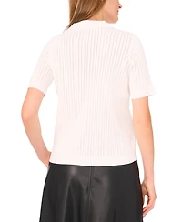 Vince Camuto Women's Pointelle Short-Sleeve Button-Front Top