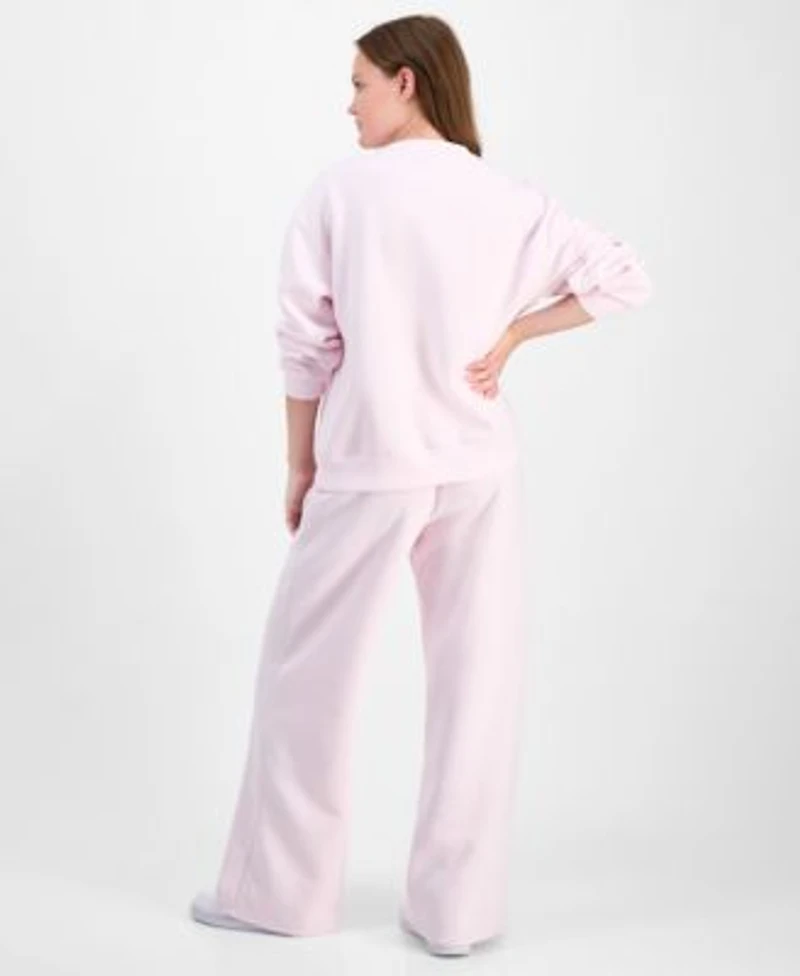 Madden Girl Juniors Fleece Patch Crewneck Sweatshirt Fleece Patch Wide Leg Sweatpants
