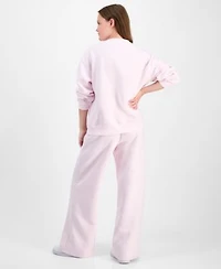 Madden Girl Juniors Fleece Patch Crewneck Sweatshirt Fleece Patch Wide Leg Sweatpants