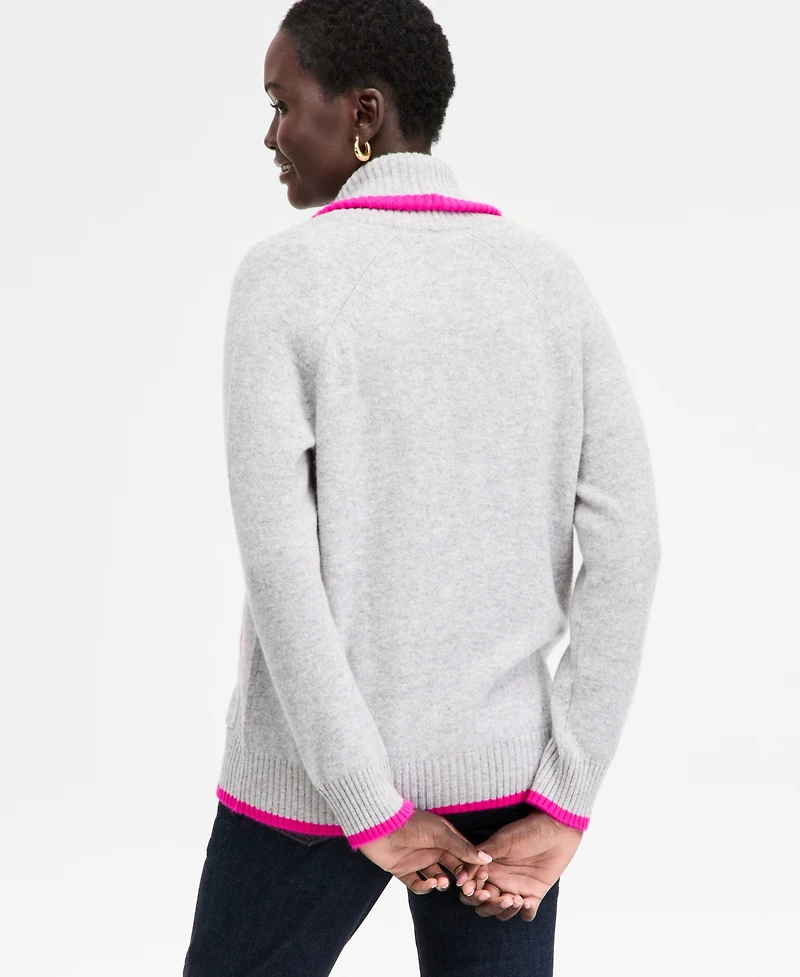 Charter Club Women's 100% Cashmere Tipped Shawl-Collar Boyfriend Cardigan, Macy's Exclusive