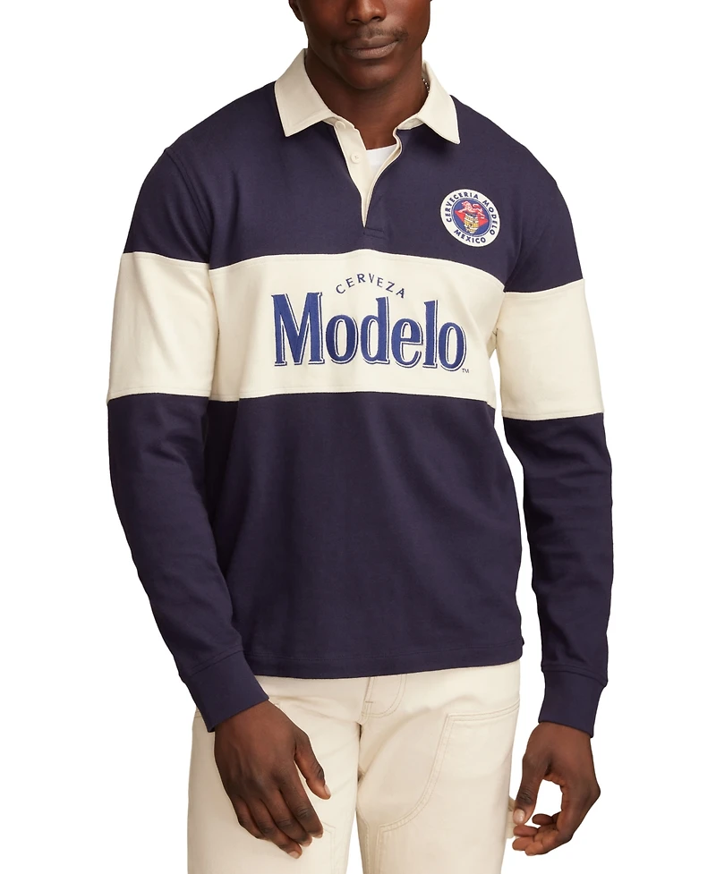 Lucky Brand Men's Modelo Long Sleeve Embroidered Rugby Shirt