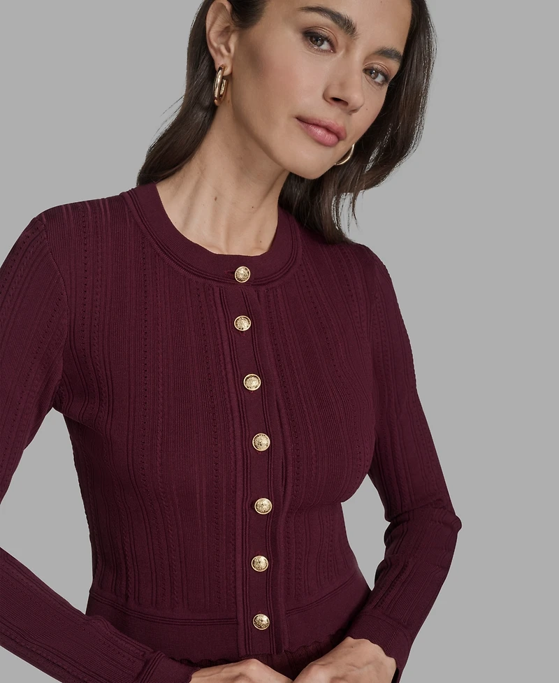 Bcbg Women's Textured-Knit Cropped Cardigan