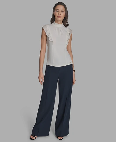 Bcbg Women's Mock Neck Knit Flutter-Sleeve Top