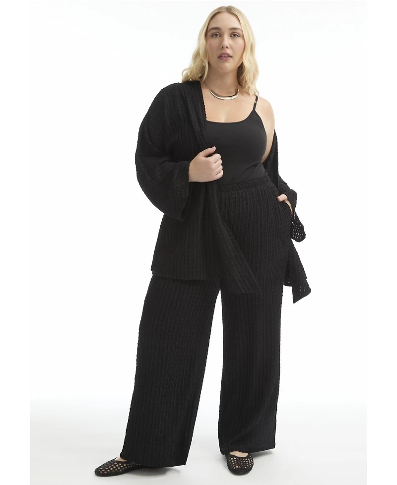 June + Vie Women's Plus Knitted Pull-On Pants