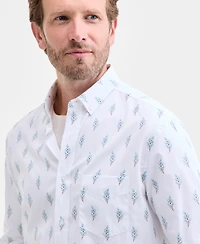 Club Room Long Sleeve Leaf Print Button-Down Shirt, Macy's Exclusive