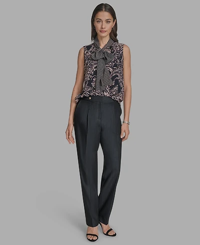 Bcbg Women's Printed Sleeveless Tie-Neck Blouse