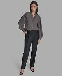 Bcbg Women's Printed Ruffled V-Neck Blouse