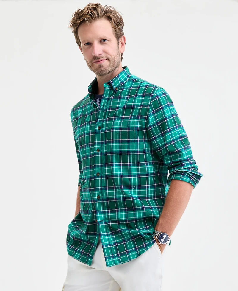 Club Room Men's Proper Plaid Brushed Cotton Button-Down Shirt, Macy's Exclusive