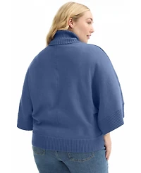 June + Vie Women's Plus Wide-Sleeve Turtleneck Sweater