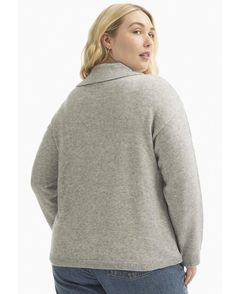 June + Vie Women's Plus Polo Shirt Sweater