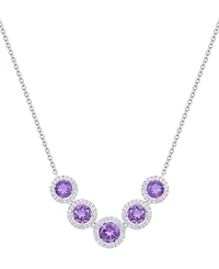 Amethyst (3-1/4 ct. t.w.) & Lab Grown White Sapphire (5/8 Five Stone Halo 17" Collar Necklace Sterling Silver (Also Citrine Blue Top