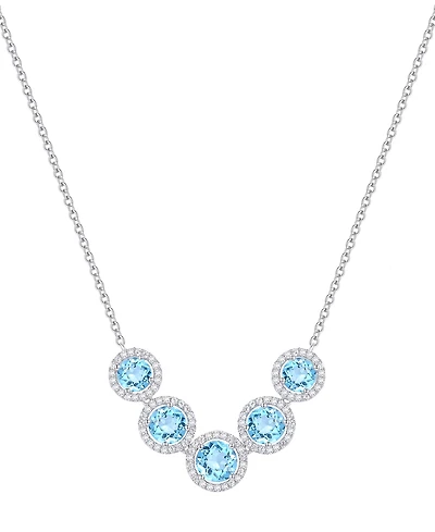Amethyst (3-1/4 ct. t.w.) & Lab Grown White Sapphire (5/8 Five Stone Halo 17" Collar Necklace Sterling Silver (Also Citrine Blue Top