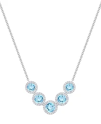 Amethyst (3-1/4 ct. t.w.) & Lab Grown White Sapphire (5/8 Five Stone Halo 17" Collar Necklace Sterling Silver (Also Citrine Blue Top