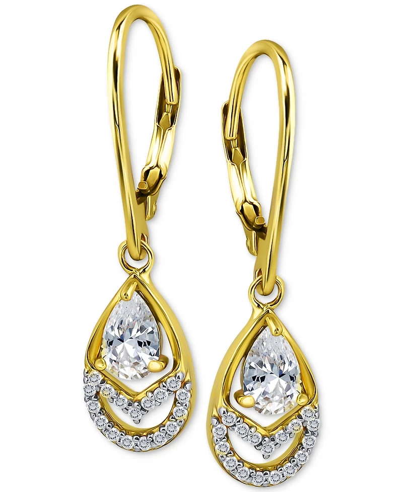 Giani Bernini Cubic Zirconia Pear & Round Leverback Drop Earrings, Macy's Exclusive