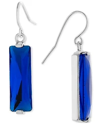 Color Crystal Rectangle Drop Earrings Sterling Silver