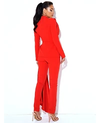 Miss Circle Women's Vayla Red Skinny Fit Crepe Trousers