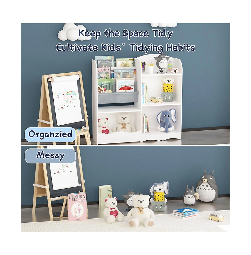 Cesicia Kids Bookshelf, Book and Magazine Rack, Book Organizer, toy Storage Cabinet Organizer