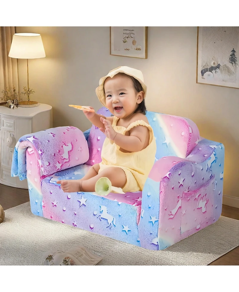 Cesicia Perfect Sleeper Extra Convertible Sofa to Lounger, Comfy 2-in-1 Flip Open Couch Sleeper for Kids Pink Small Sofa