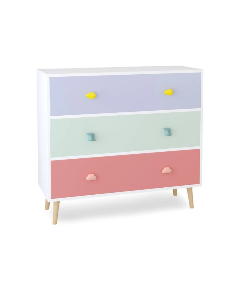 Cesicia Kids 3 Drawer Dresser, Baby Nightstand for Bedroom, Storage Cabinet for Toddler Child