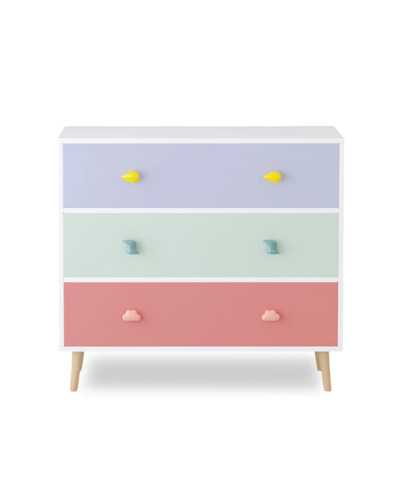 Cesicia Kids 3 Drawer Dresser, Baby Nightstand for Bedroom, Storage Cabinet for Toddler Child