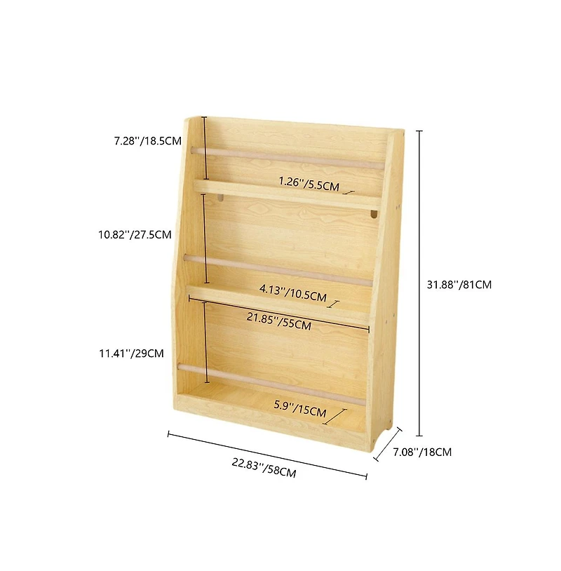 Cesicia 3 Tier Kids Book Shelf, Kids Book Rack, Helps Keep Bedrooms, Playrooms, and Classrooms Organized