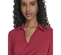 Calvin Klein Women's Collared Long-Sleeve A-Line Dress