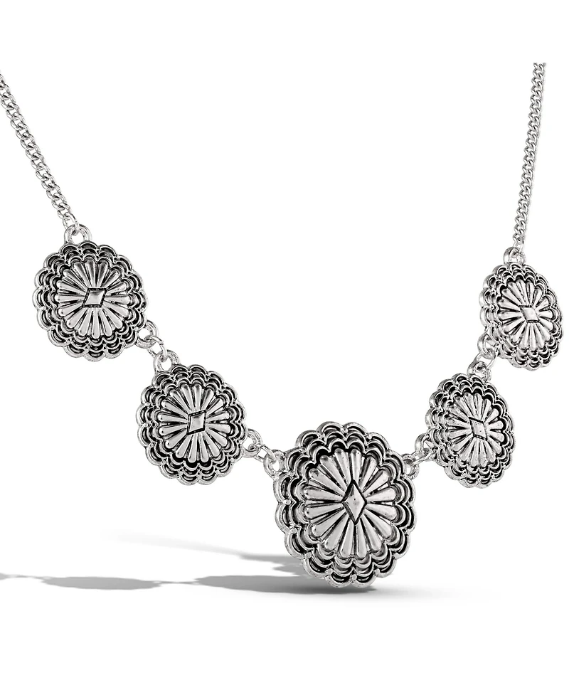 Jessica Simpson Statement Medallion Necklace in Antiqued Silver
