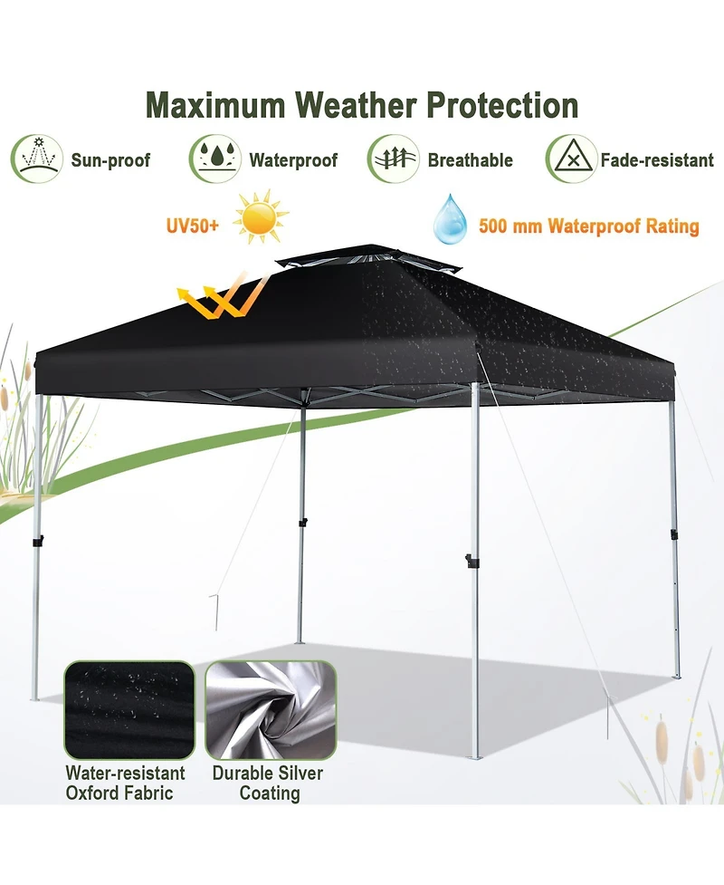 Gymax 2-Tier 10' x 10' Pop-up Canopy Tent Instant Gazebo Adjustable Carry Bag w/ Wheel