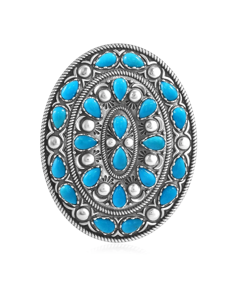 American West Jewelry American West Jewelry Sterling Silver Kingman Turquoise Cluster Gemstone Oval Pendant Enhancer