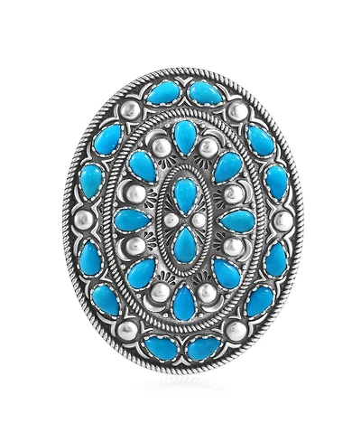 American West Jewelry American West Jewelry Sterling Silver Kingman Turquoise Cluster Gemstone Oval Pendant Enhancer