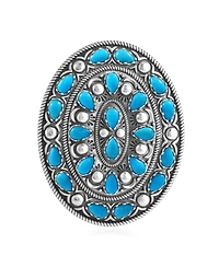 American West Jewelry American West Jewelry Sterling Silver Kingman Turquoise Cluster Gemstone Oval Pendant Enhancer
