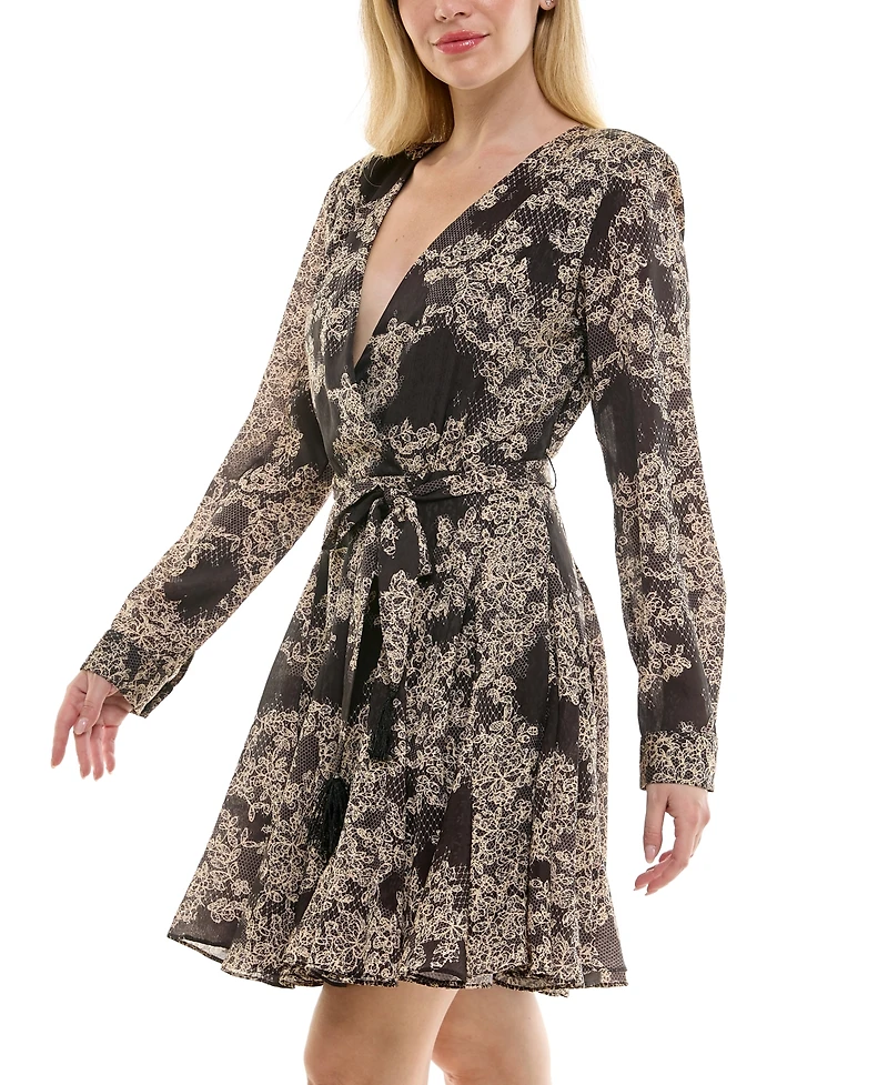 Taylor Petite Jacquard Sash-Tie Fit & Flare Dress