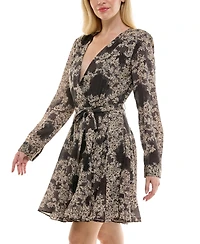 Taylor Petite Jacquard Sash-Tie Fit & Flare Dress